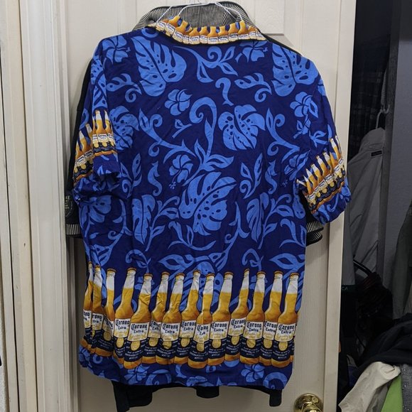 Corona Extra Men's Aloha Hawaiian Button Down Short Sleeve Shirt Size Large - Picture 2 of 4